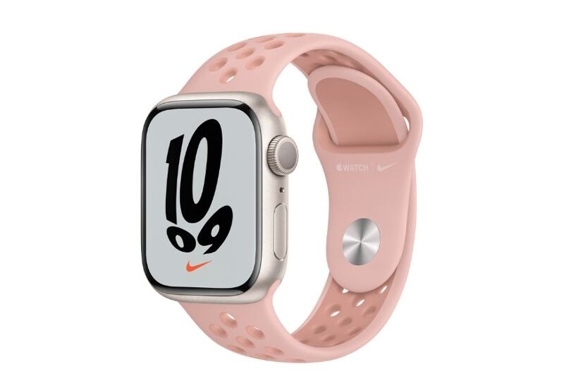 Man sieht die Apple Watch 7 Nike Version.